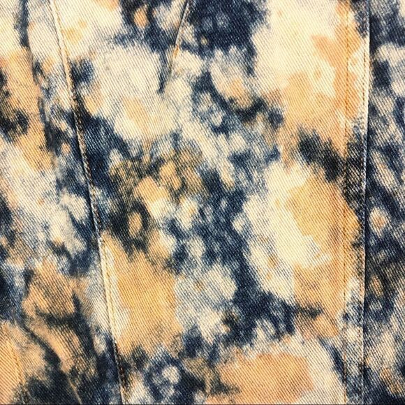 ROMABLUE Vintage Look Bleach Tie Dye Denim Jacket Blue Orange Women’s Size Large - Picture 8 of 13